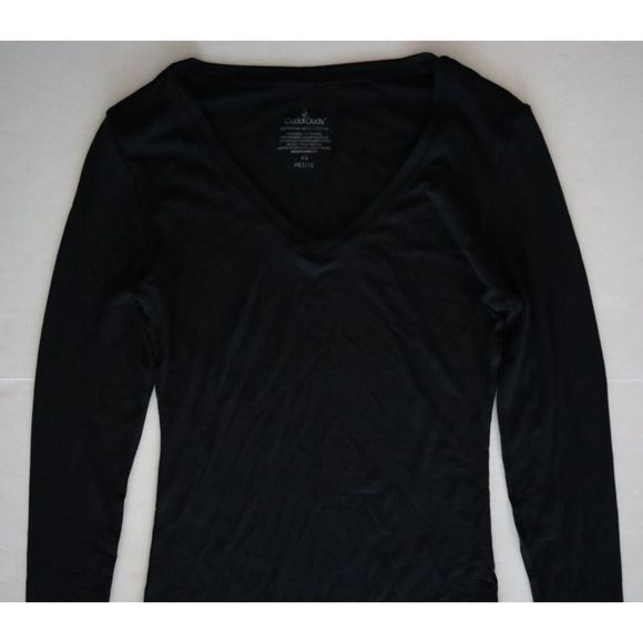 Cuddl Duds Women's Petite Sz XS Black SoftWear with Stretch L/S V-Neck Shirt - Picture 5 of 5